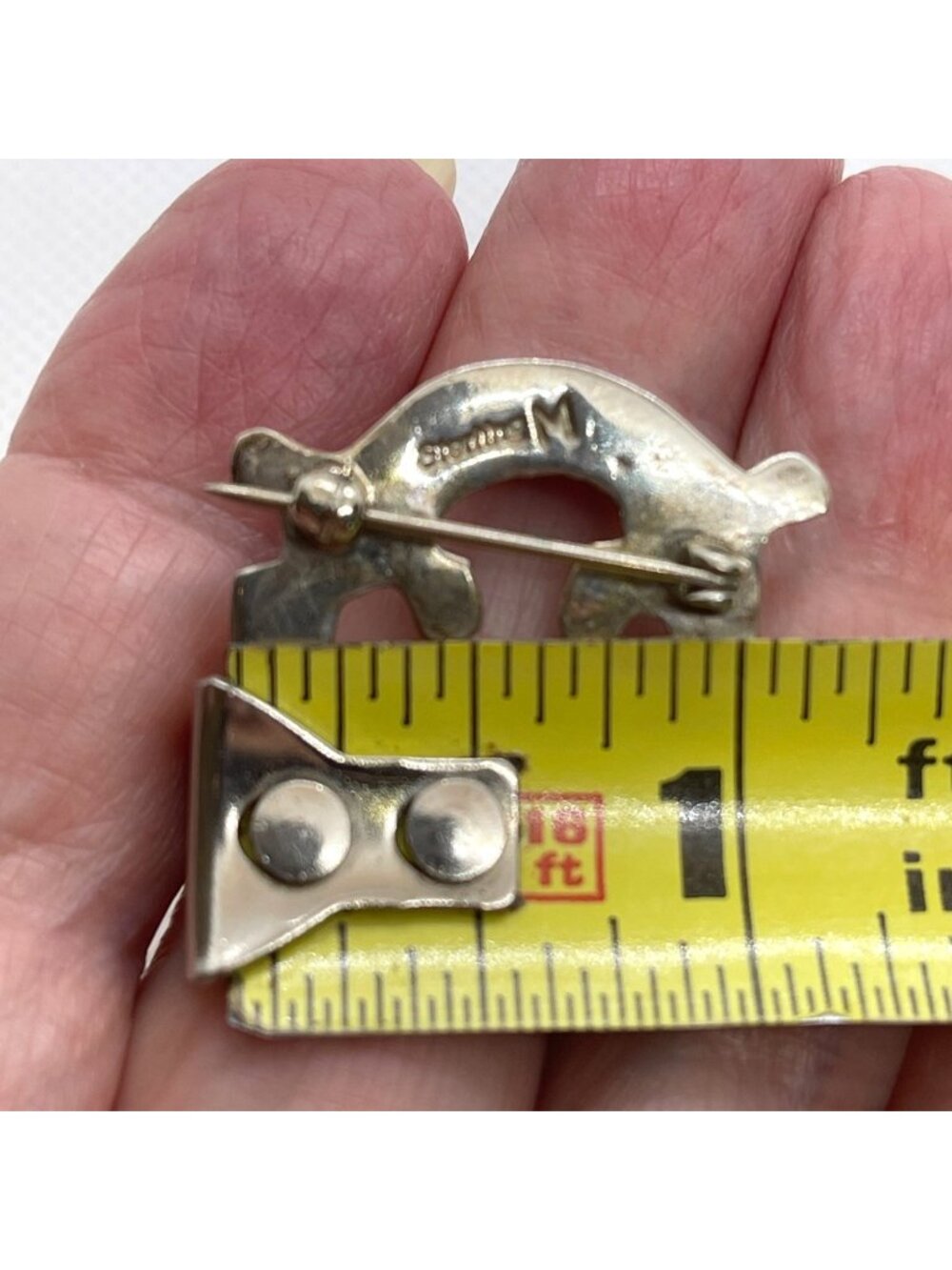 Vintage Navajo Wilbur Muskett Jr Sterling Silver Inlay Lizard Gecko Pin Brooch - Picture 7 of 9